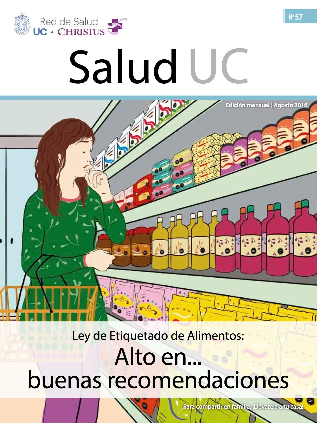 Portada de la Revista Salud UC N.º 57, agosto de 2016.